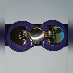Vintage Purple Stretch Belt Gold Silver Buckle Small Medium